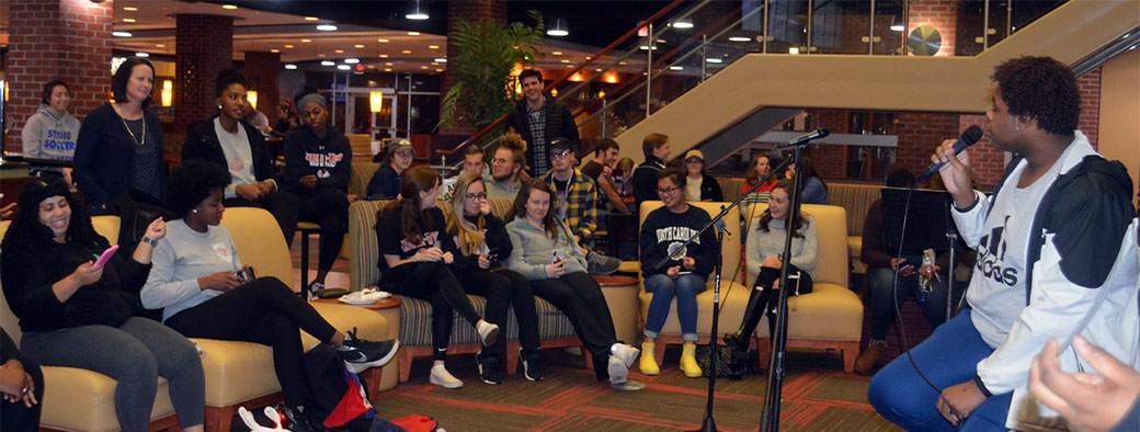 diverse group of students in student center