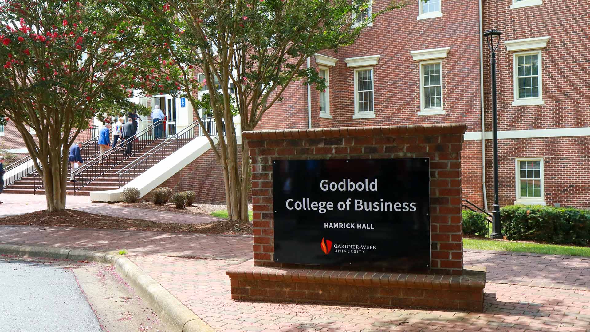 Godbold College of Business Hamrick Hall exterior sign