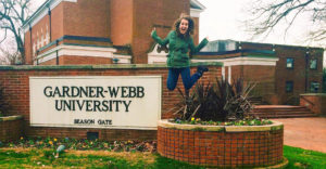 Hadassah Winters at Gardner-Webb University sign