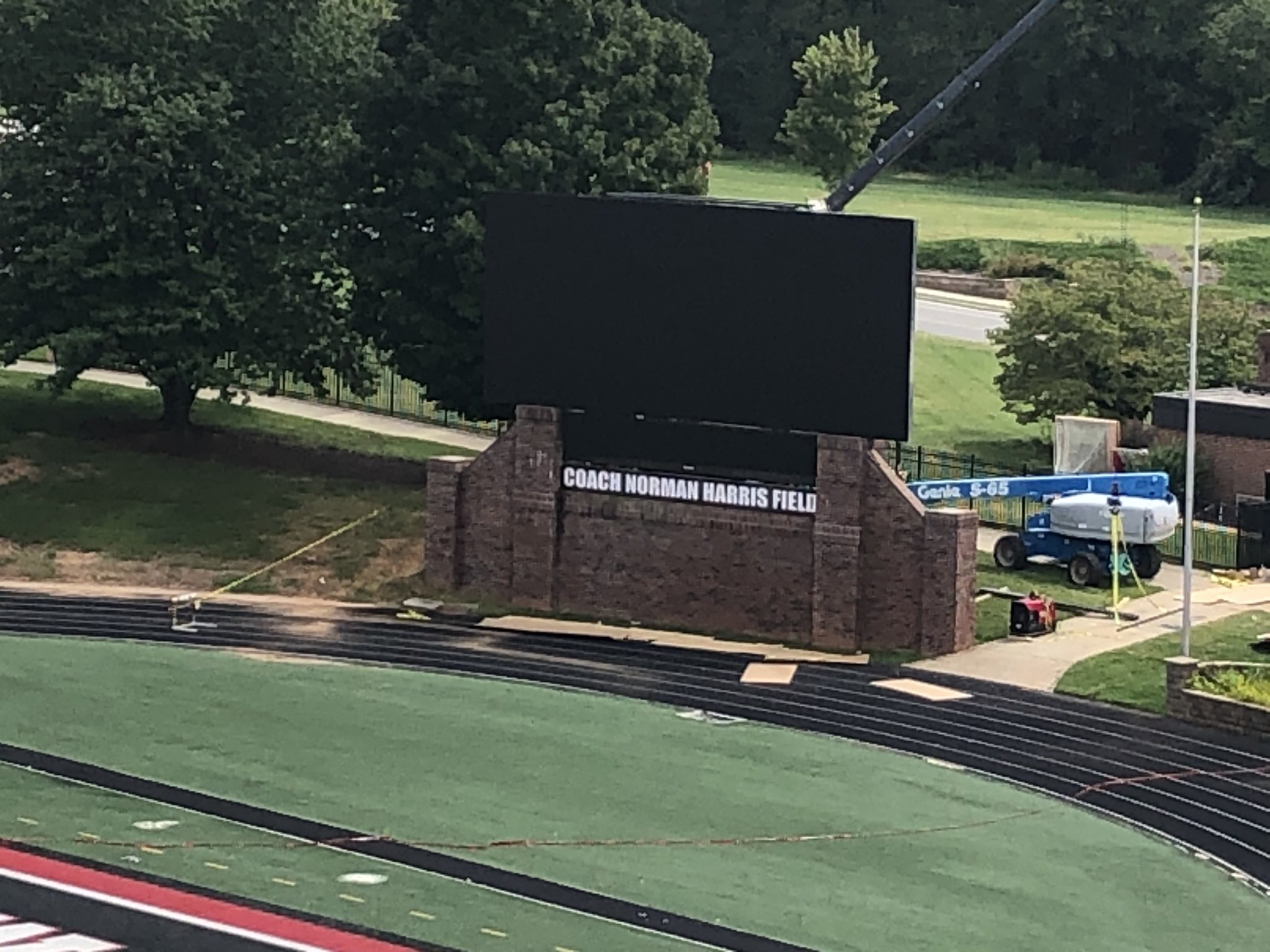 the new scoreboard is installed