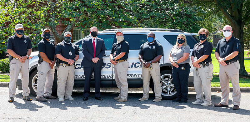 University police officers with Dr. Downs
