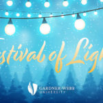 a graphic image for the Festival of Lights featuring a string of lights and pine trees in the background