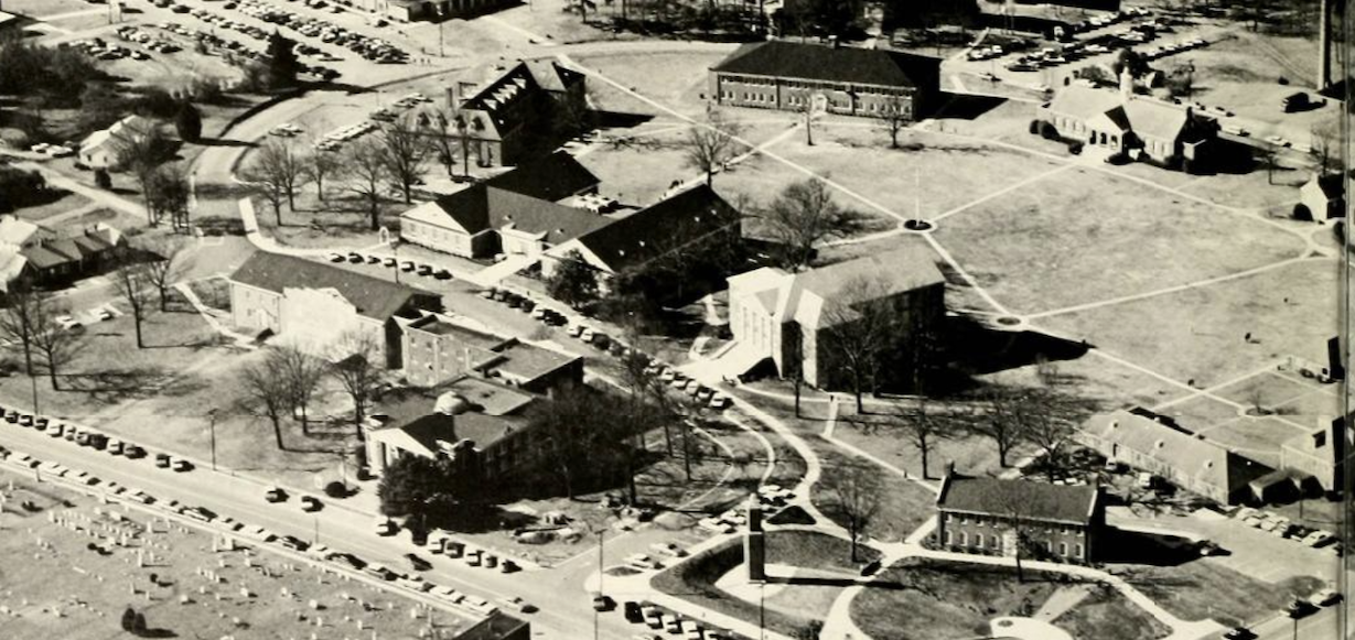 An aerial view of the Gardner-Webb campus in 1969