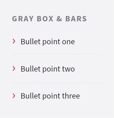 example of gray sidebar with bullets