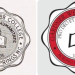 The GWU logo in 1961 and today's logo