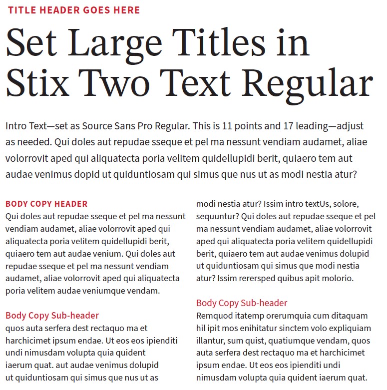 Example of typography usage guidelines