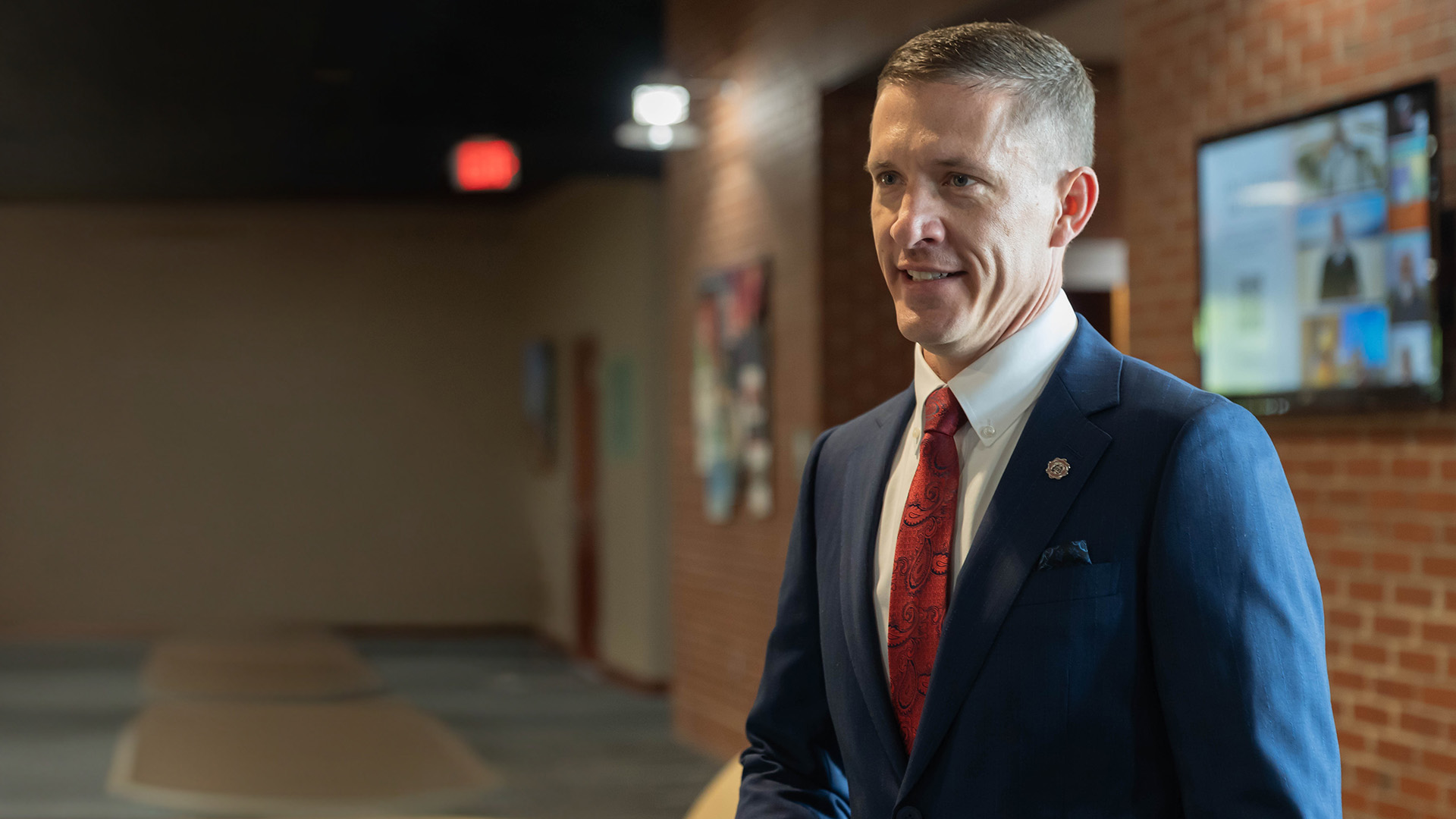 gwu president nate evans in tucker student center