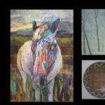 a collage featuring photos of artwork in the faculty art show