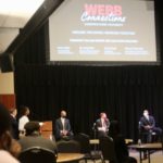 Photo shows the Webb Connections panelists, audience members, and moderators
