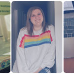 A photo collage featuring Brianna Crump in the center, a screenshot of her uploaded thesis on the left, and her book contract on the right