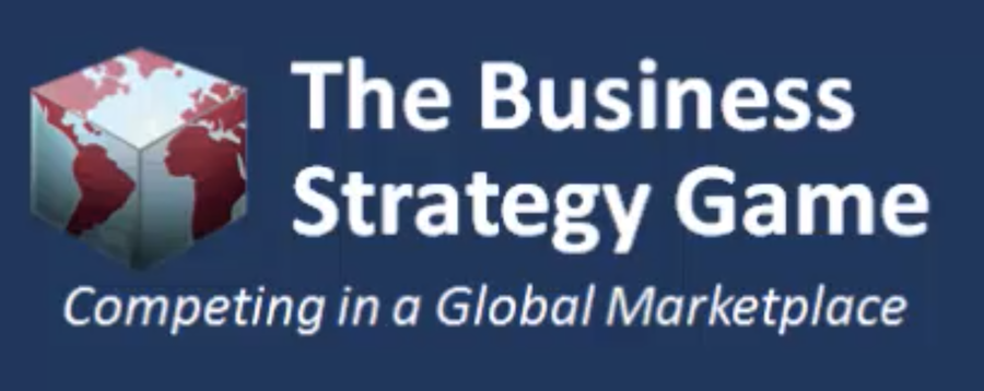 Logo for the Business Strategy Game, features a globe