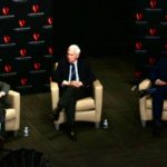 The final Webb Connections event for the semester focused on Christian higher education and featured, from left, panelists, Dr. James Howell, senior pastor of Myers Park United Methodist Church, Charlotte, N.C.; Dr. William H. Willimon, professor of the practice of Christian ministry, Duke Divinity School, Durham, N.C.; and Tracy Jessup, GWU vice president for Christian Life and Service and senior minister to the University.
