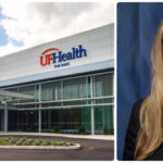 A photo collage featuring one photo of the University of Florida building and another portrait photo of Dr. Jessica Cameron