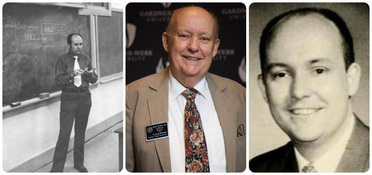 A college featuring then and now photos of Dr. Robert Morgan