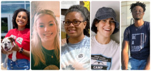 A collage of five photos, from left, Jada Newton, Katie Wilson, Javonda Adams, Mackenzie Sauter and Sammy Itodo