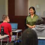 Dr. Zhang as she taught her Western Civilization class in Frank Nanny Hall. Photos taken for magazine article on professor.