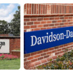on the left is the gardner-webb sign, on the right is the davidson-davie sign