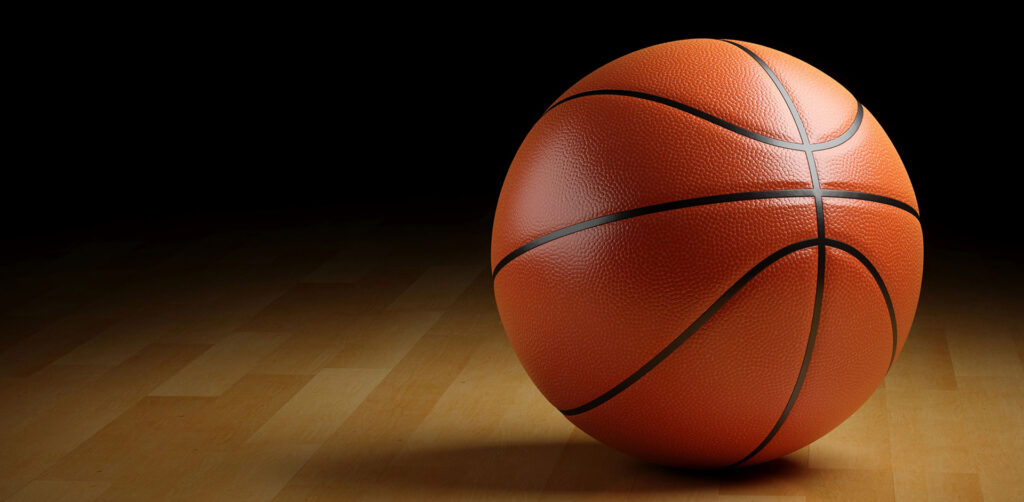 basketball on court floor