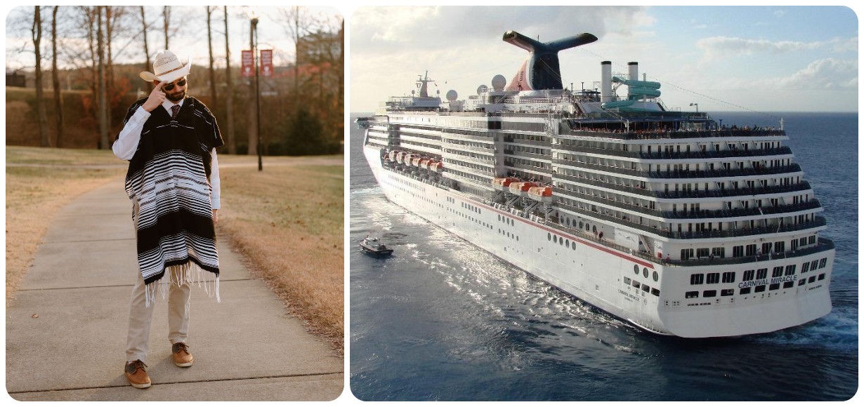 The photo at left is Austin Buzzard on the GWU campus, photo at right is of the cruise ship, Miracle.