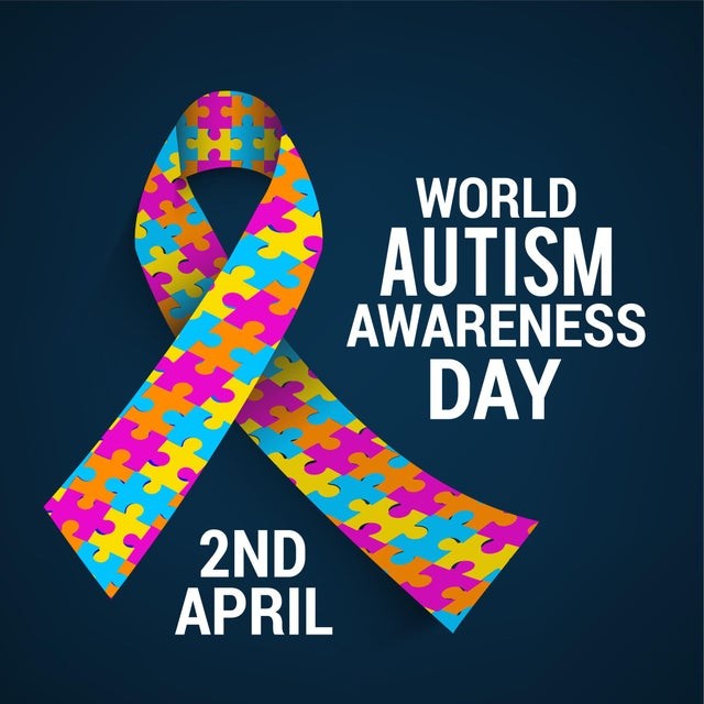The ribbon symbol for Autism, with multi-colored puzzle pieces 
