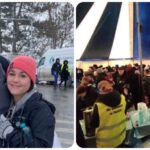 Adam and Marielle Combs on left and many refugees wait for transportation out of Ukraine. For the mothers and children, this is where they say goodbye to their husbands and fathers, because the men had to stay and fight the war.