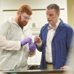 Chemistry professor and student working in the lab at GWU