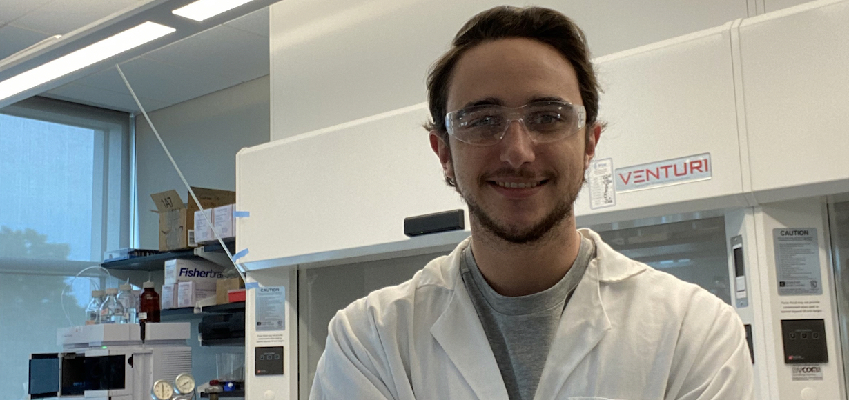 Jared Reeder poses in the UNC-Charlotte Department of Chemistry Nanoscale Bioengineering