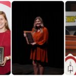 A collage featuring the presentation of the Tucker Scholarship, from left, Leah Carpenter, Kyndal Jackson and Kylee Morris