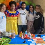 Eloisa Sofia Puello Cabeza, second from left, poses with other International students during a Spanish Language Day celebration held during the Spring 2022 semester. From left are, Elise Semmartin, tennis player, undergrad student from France; Felipe Vélez, soccer team, grad student from Colombia; Lucía Berberena, 2021-2022 Spanish TA, from Uruguay; and Daniela Naupari, tennis alum, from Perú.