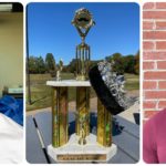 a collage featuring before and after pictures of Felipe Velez, last year's winner and the trophy
