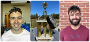 a collage featuring before and after pictures of Felipe Velez, last year's winner and the trophy