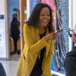 Interim Superintendent Crystal Hill meets students of Oaklawn Language Academy.