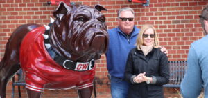 David and Marie Brinkley pose at the unveiling of the sculpture.