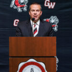 Gardner-Webb President Dr. William Downs speaks at a podium