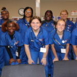 Students from Cleveland County Schools pose for a picture in the Nursing Skills Lab