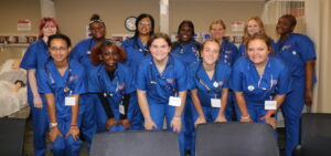 Students from Cleveland County Schools pose for a picture in the Nursing Skills Lab
