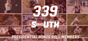 A collage of sports photos with the No. 339 Big South student-athletes named to honor roll.