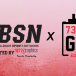 A graphic with logos for the Runnin' Bulldog Sports Network, sponsor and ESPN Radio
