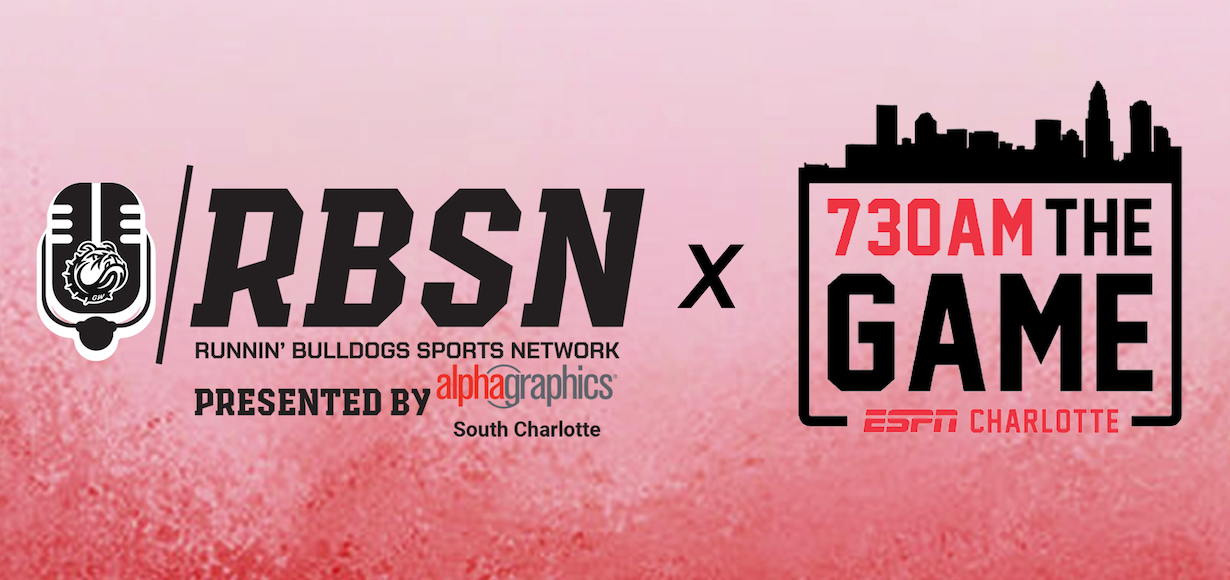 A graphic with logos for the Runnin' Bulldog Sports Network, sponsor and ESPN Radio