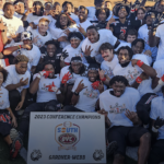 GWU football team celebrates after winning the championship