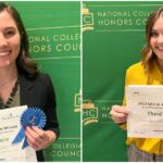 a collage of the GWU students holding their awards