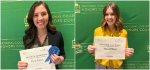 a collage of the GWU students holding their awards