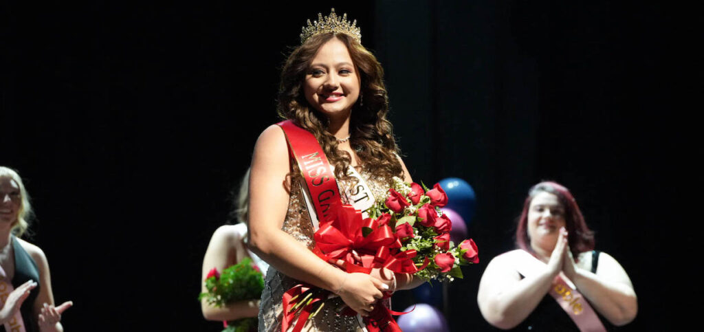 The pageant winner poses after being named Miss GWU