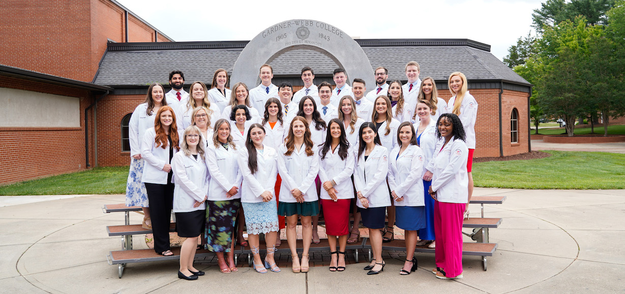 PA studies class of 2024 poses for a photo after receiving their white coats