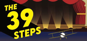 a graphic featuring an airplane and play title, 