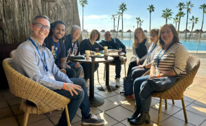 Michelle and Matt Norman with other GW alumni in Spain.