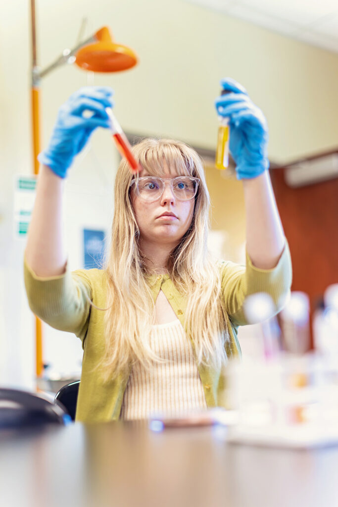 GW student in laboratory doing experiment