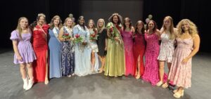 Contestants in the Miss GWU Pageant and people who helped