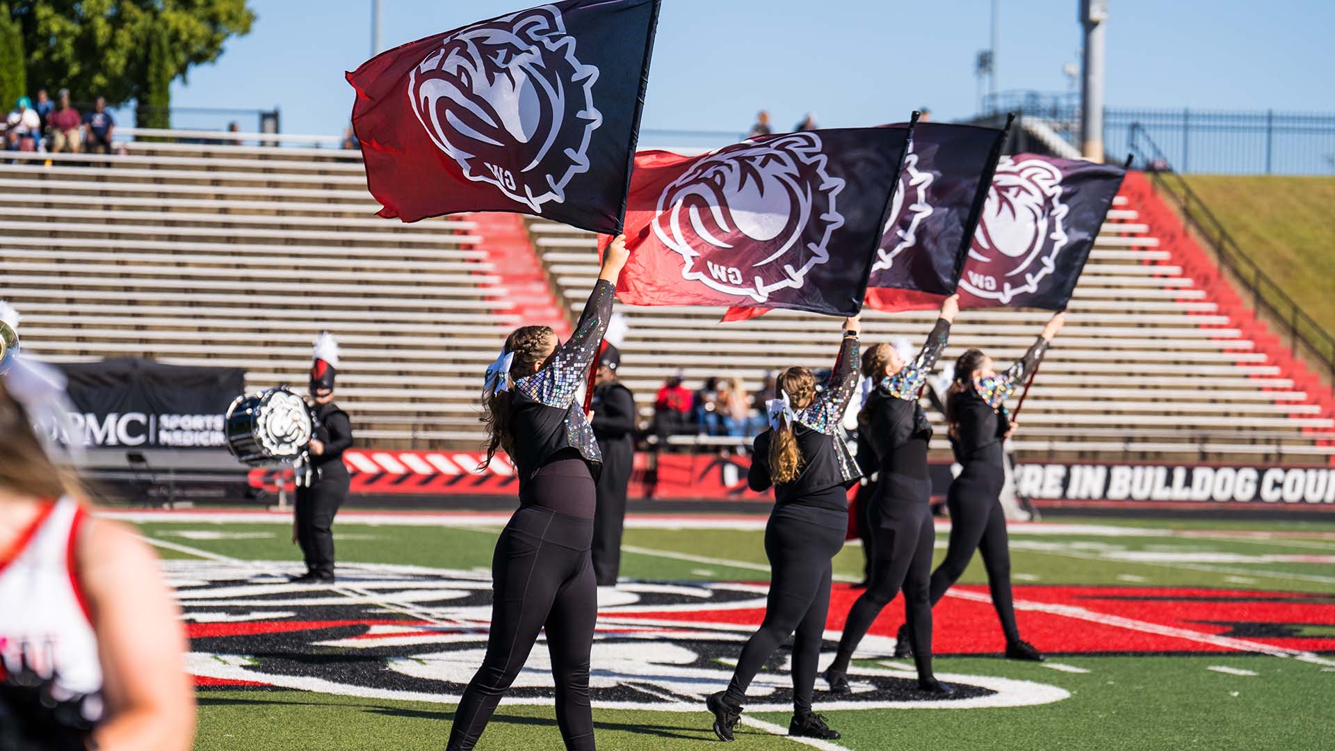 GWU Marching Band flag performers