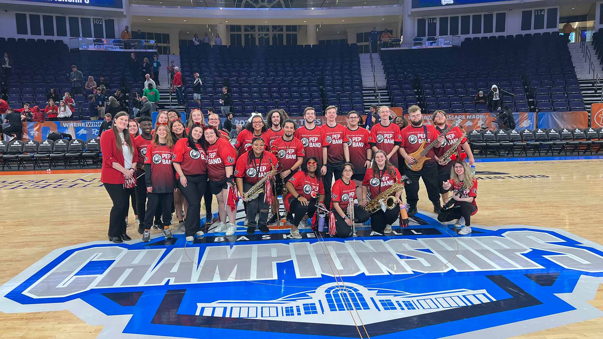 Gardner-Webb Pep Band on cour at Big South Basketball Championships